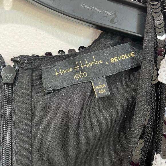 REVOLVE House of Harlow Black Sequin Polka Dot Mini Dress Party Cocktail Sz S - Picture 4 of 9